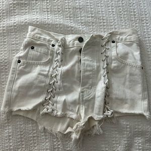Carmar white shorts lace up design